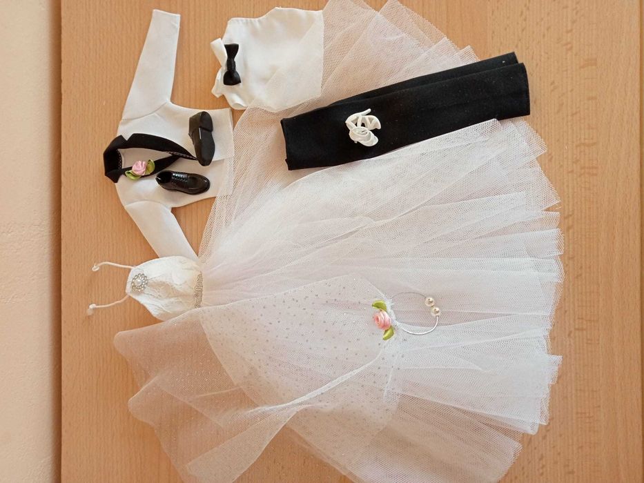 ubranka lalka Barbie Ken suknia ślubna długa welon garnitur buty