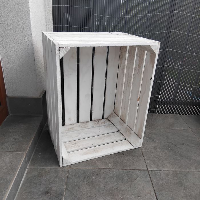Ławka z palet + 4 drewniane skrzynki – komplet