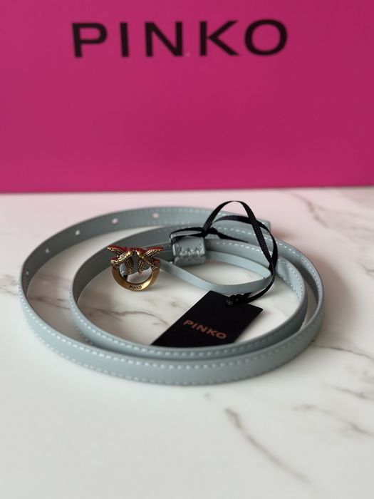 Love Berry pasek Pinko ze złotą klamrą jaskółki