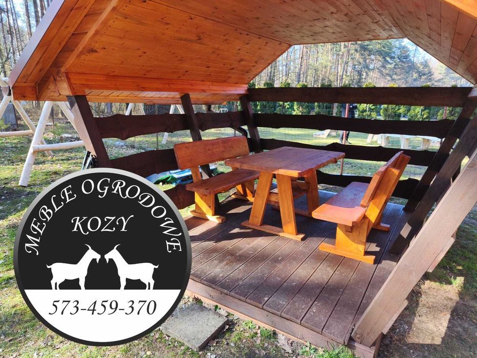 CENY DO LUTEGO! Drewniana altanka ogrodowa, zestaw ogrodowy