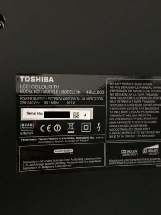 TV Toshiba REGZA 46UL863 46"