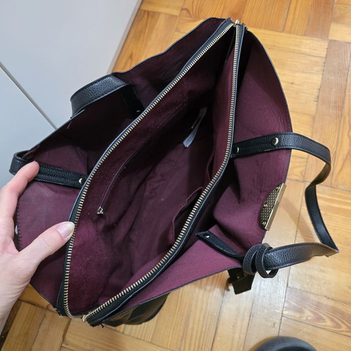 Torebka shopperka New look czarna bordowy środek