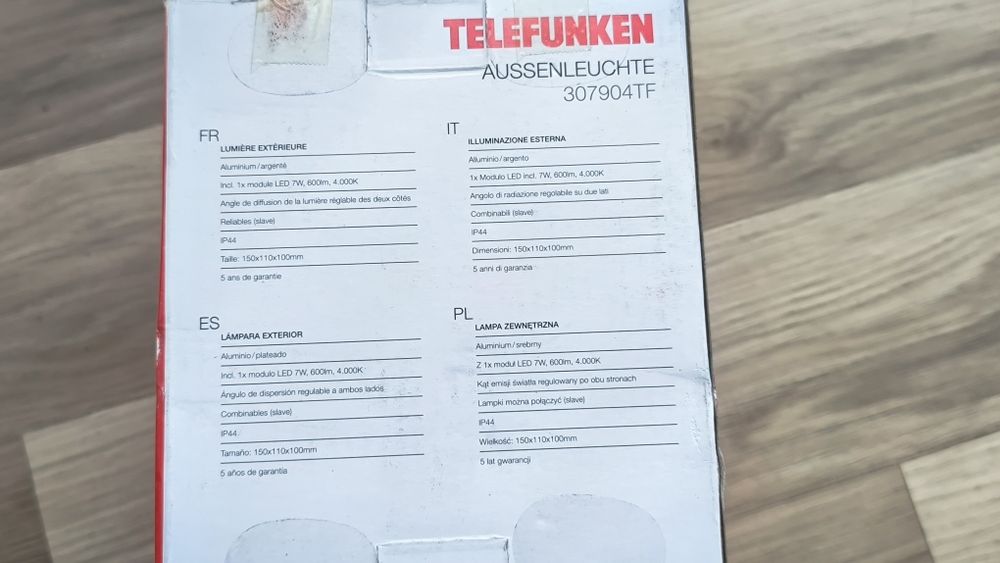 Zewnętrzna lampa ścienna TELEFUNKEN NOWA!