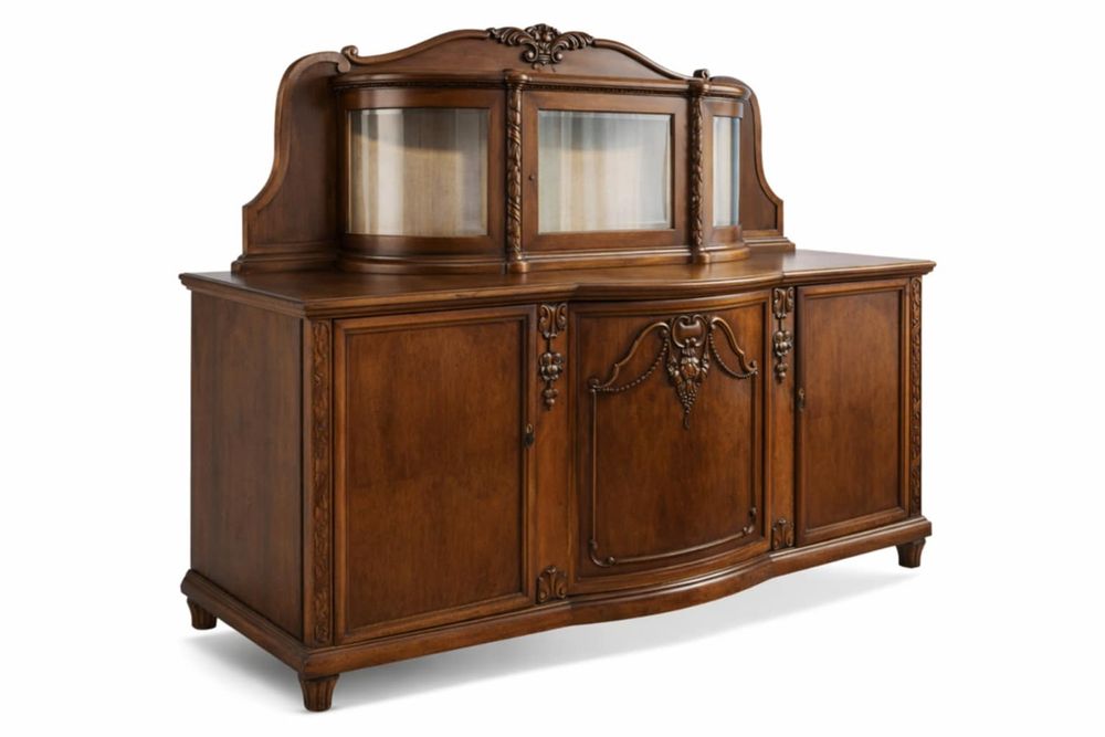 Kredens dębowy z okresu międzywojennego.