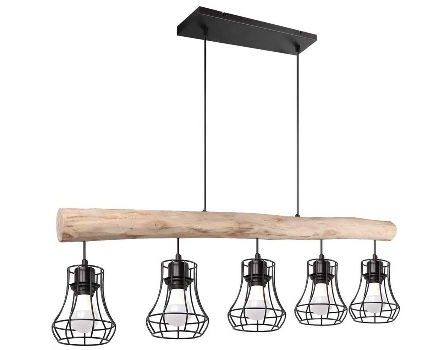 Lampa wisząca drewniana rustykalna czarna loft vintage 142x101cm