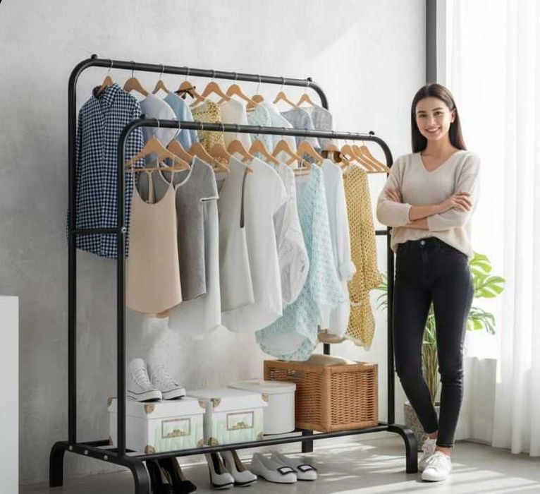 Вішалка стійка для одягу підлоги металева вішак для одягу підлоговий