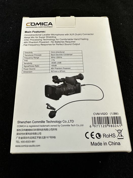 comica CVM-V020 (1.8 m) Мікрофон Lavaliere Мікрофон для запису