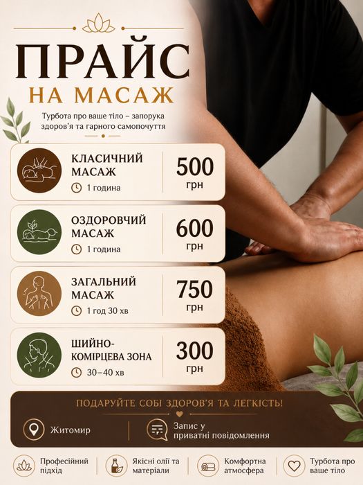 Масаж у Житомирі | Відновлення та розслаблення