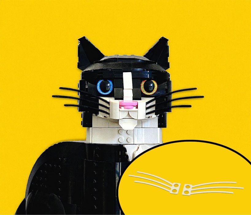 Zestaw wąsów do LEGO Kot 21349 – 2 pary: Białe i Czarne