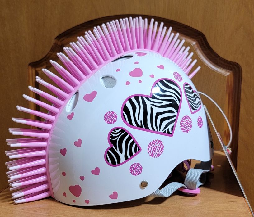 Дитячий захисний шолом StreetJam Зебра білий з серцем М