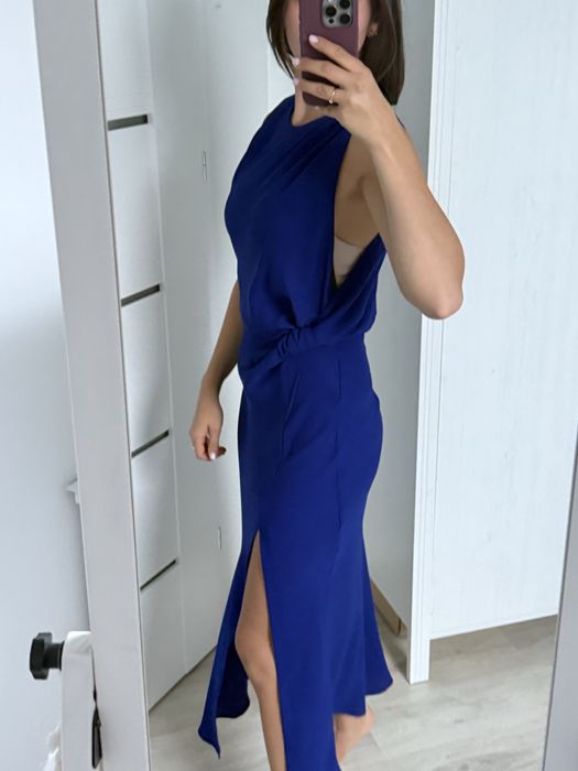 Sukienka midi zara kobaltowa