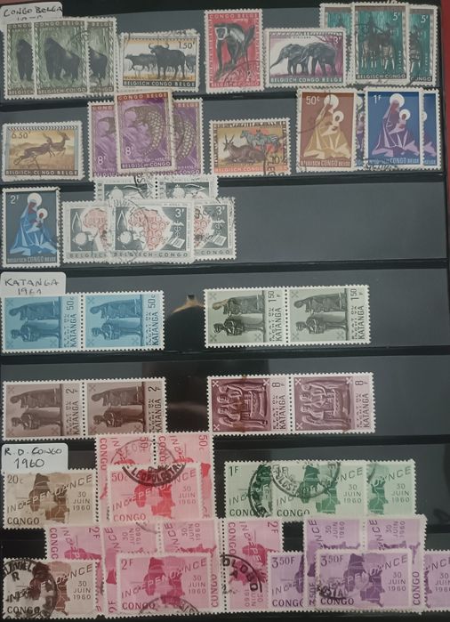 Selos de Congo Belga, Katanga, Congo Democrático, Zaire - Selos da História da Atual República Democrática do Congo