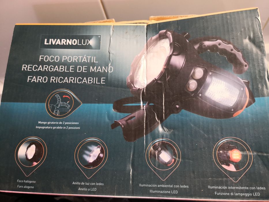 Foco portátil ligação ao carro e tomada