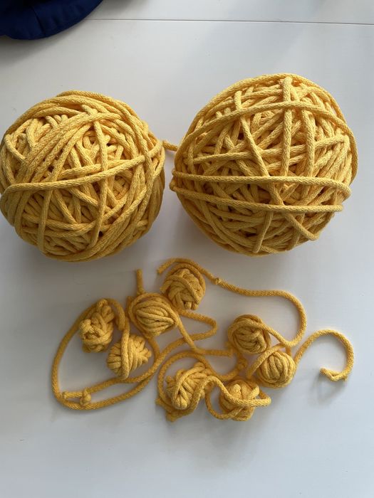 Sznurek bawelniany t-shirt yarn chyba 8mm zolty