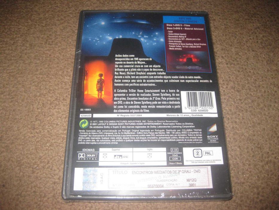 "Encontros Imediatos de Terceiro Grau" Edição 2 DVDs/Raro/Selado!