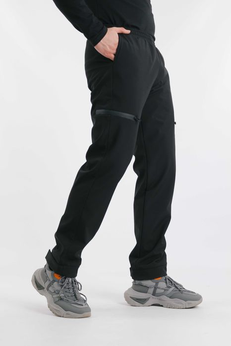 Штани чоловічі зимові теплі з флісом чорні Softshell