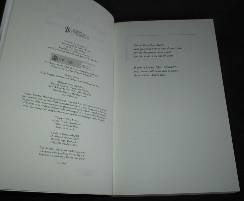 Livro Assim Começa o Mal Javier Marías