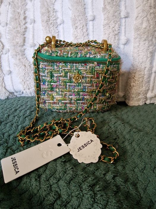 Torebka, mini kuferek tweedowy