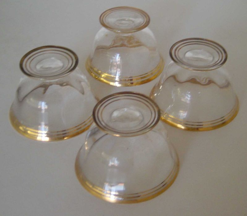 Anos 40 - Serviço de Copos "Meio Cristal" filetados a ouro - 4 pax