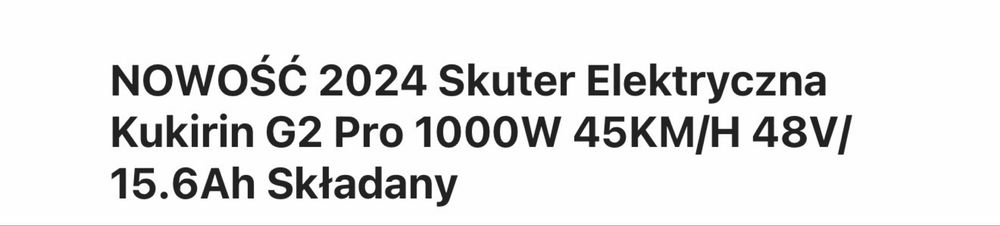 Hulajnoga elektryczna Kukirin g2Pro