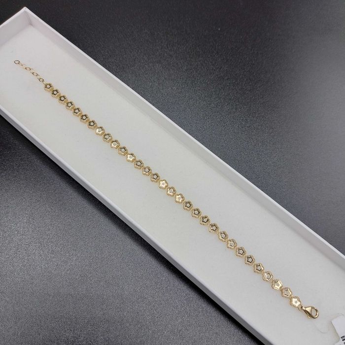 Złota bransoletka ażurowa z geometrycznym wzorem 585 GOLD MONEY