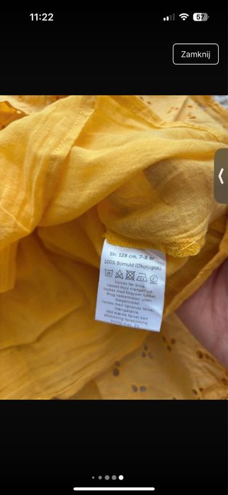 Żółta sukienka ażurowa vrs 122-128