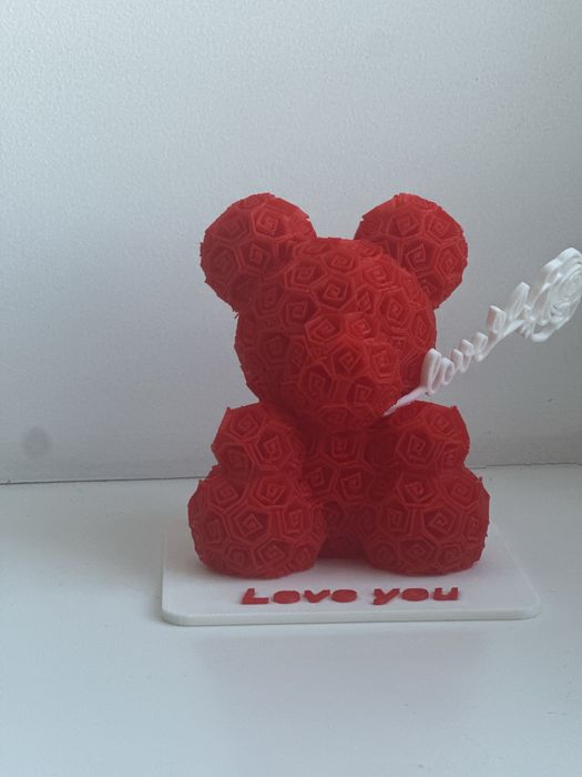Ведмедик з троянд 3D «Love you” - оригінальний подарунок на 14 лютого