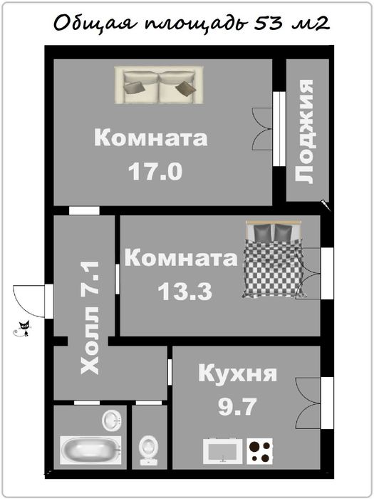 2к квартира Хортицкий р-н, ул. Курузова, 3/9 этаж