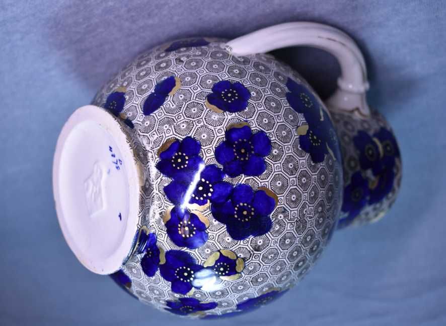 Stary wiktoriański dzbanek Złocony-Kobalt  Minton 1847 rok Anglia