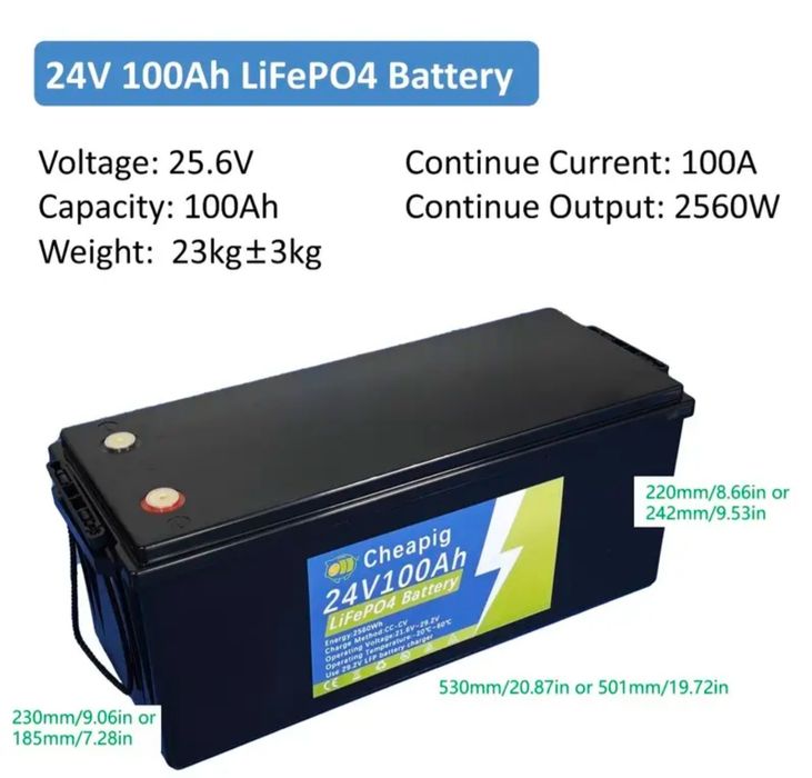 Аккумулятор Lifepo4 24V 100A 2560Wh