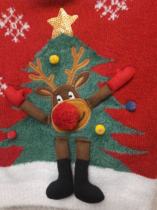 Свитер  тёплый для мальчиков  и для девочек. С новогодним принтом.