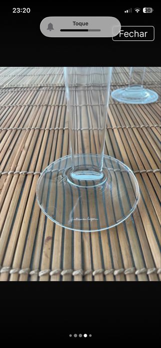 Set copos cristal assinatura Fatima Lopes  branco, tinto e agua