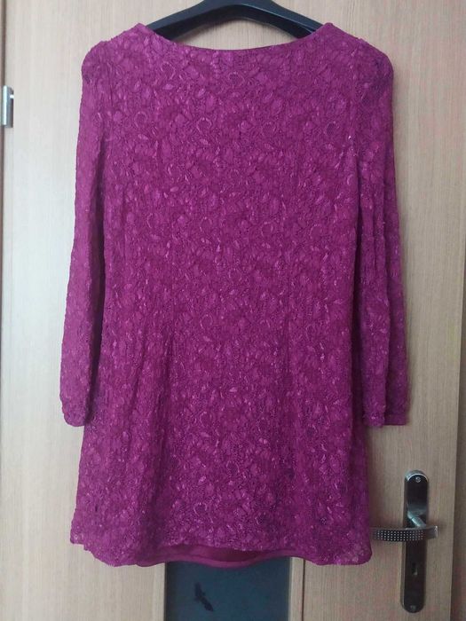 bordowa tunika koronka