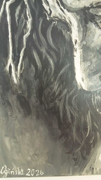 Obraz Jezus w cierpieniu” – ręcznie malowany 50x70 płótno akryl