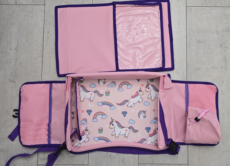 Stolik Organizer Auto Rysowanie Jednorożec Róż Dziewczynka 2 sztuki