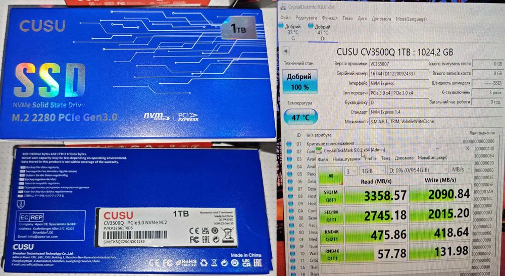 SSD M2 NVMe 2280 SATA2.5 128/250/500/1000 ГБ PCI-e 3.0  швидкісні ssd