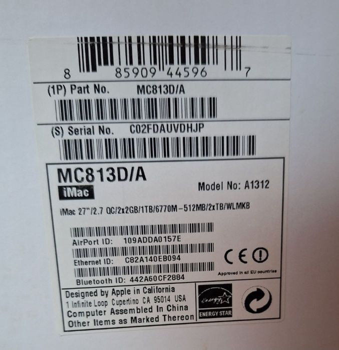 Apple iMac 27", procesor Intel i5 2,7GHz, 16GB RAM, 1TB SATA, SSD 480G