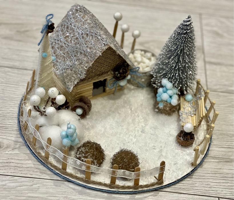 Зимові новорічні композиції, новогодние поделки, поробки, аплікаціі
