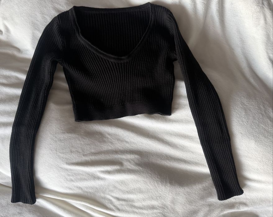 Komplet dzianinowy top spódnica S