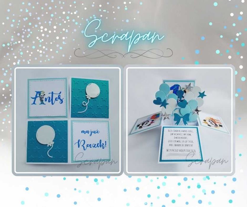 Kartka urodzinowa, roczek dla dziecka, chłopca, ręcznie robiona