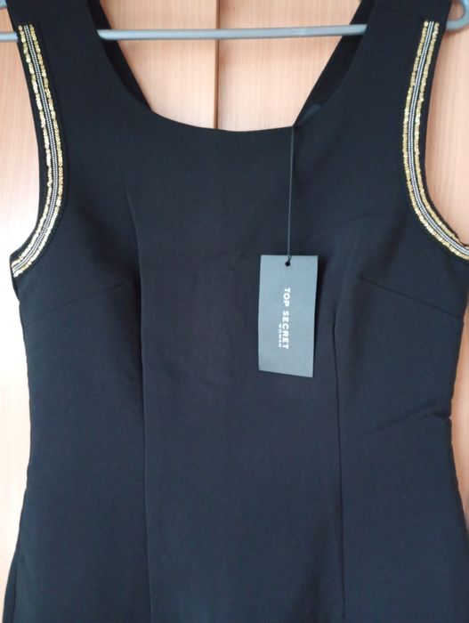 Sukienka midi czarna z lamówką r.38"Top Secret"nowa.