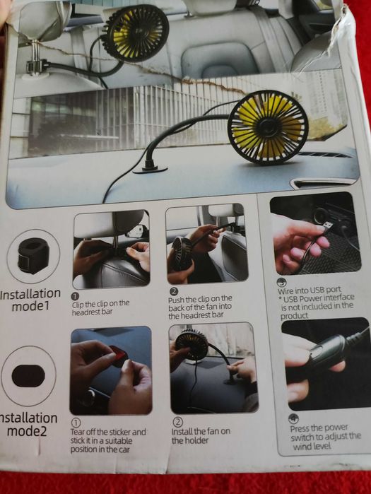 Wentylator Chłodzący wiatrak na Zagłówek Deskę rozdzielczą USB