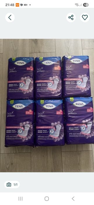 Tena Lady protection + MAXI Night 6x12=72 sztuki