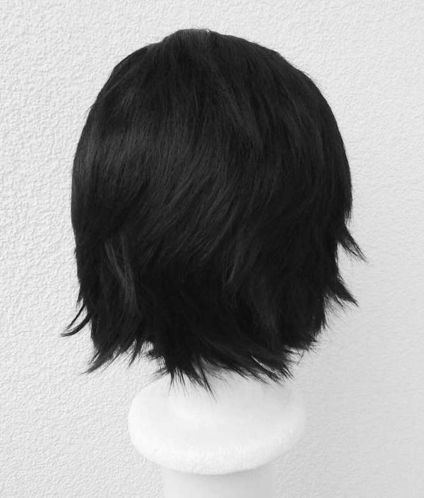 Czarna krótka peruka bez grzywki męska cosplay wig czarny