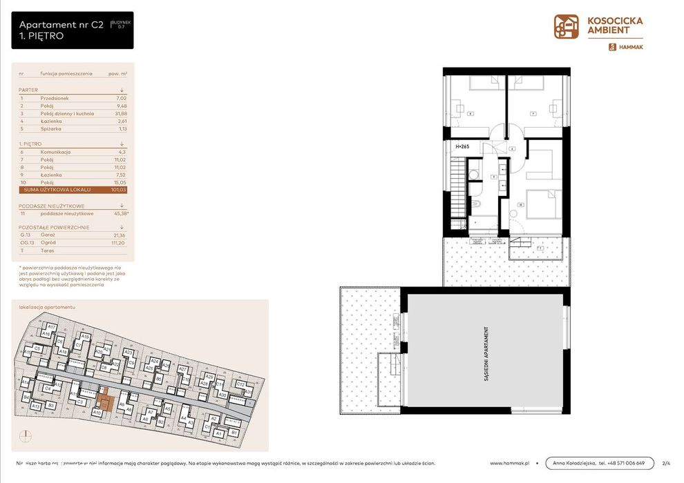 5-pokojowe mieszkanie 101m2 + ogródek Bezpośrednio