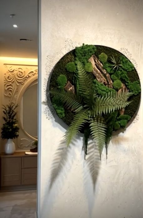 Panel z mchu zielone ściany mech chrobotek panele z mchu żywy mech
