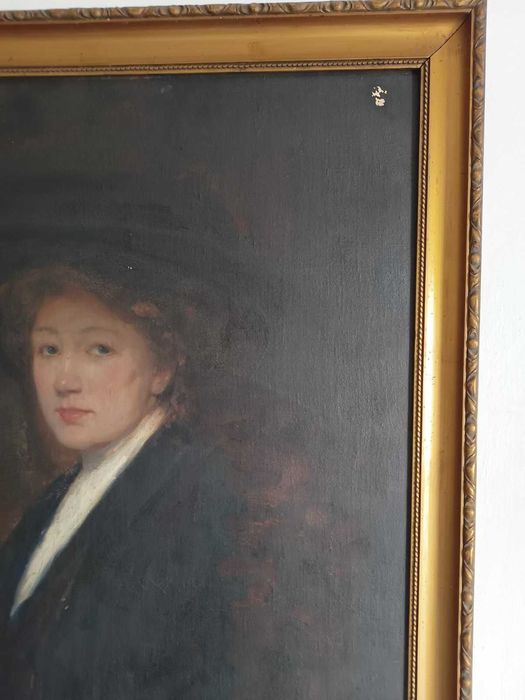 "Portret damy" obraz olejny na płótnie XIX w. sygn.p/d, 90x135 cm