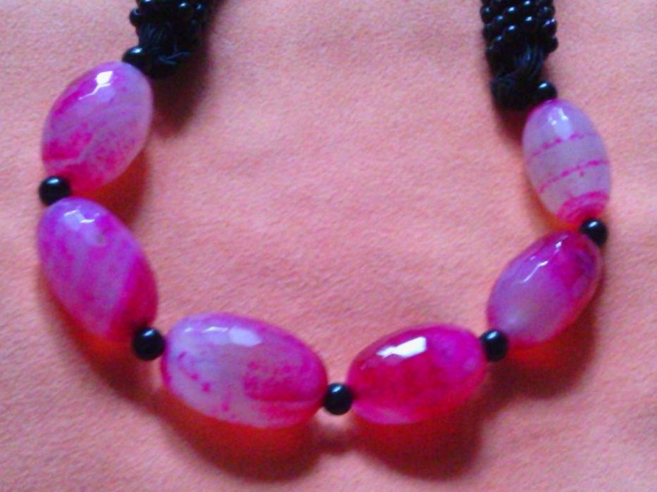бусы, ожерелье, розовый агат, 50 см.