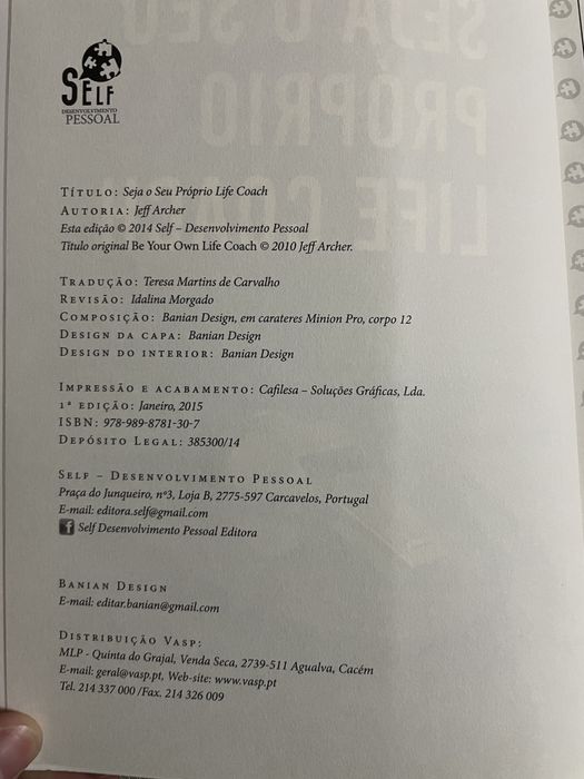 Livro Seja o seu Próprio Life Coach de Jeff Archer