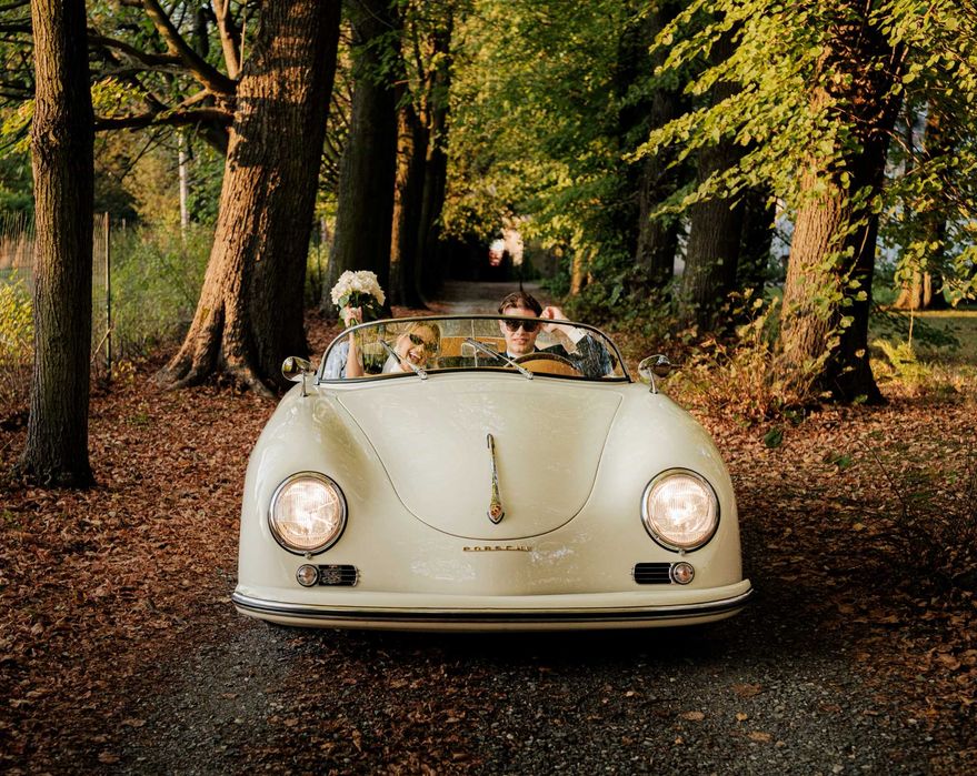 Porsche 356 do ślubu kabriolet cabrio auto reklama sesja  boho glamour
